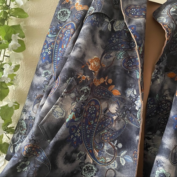 Anthropologie Solitaire Faux Suede Floral Paisley Trench Coat - Picture 6 of 11